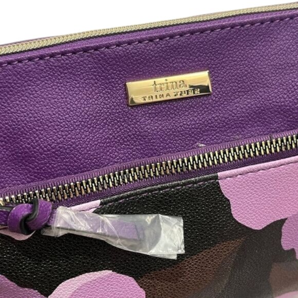 Trina Turk Purple Floral Print Crossbody Bag Gold-tone Hardware NWT - Picture 3 of 11